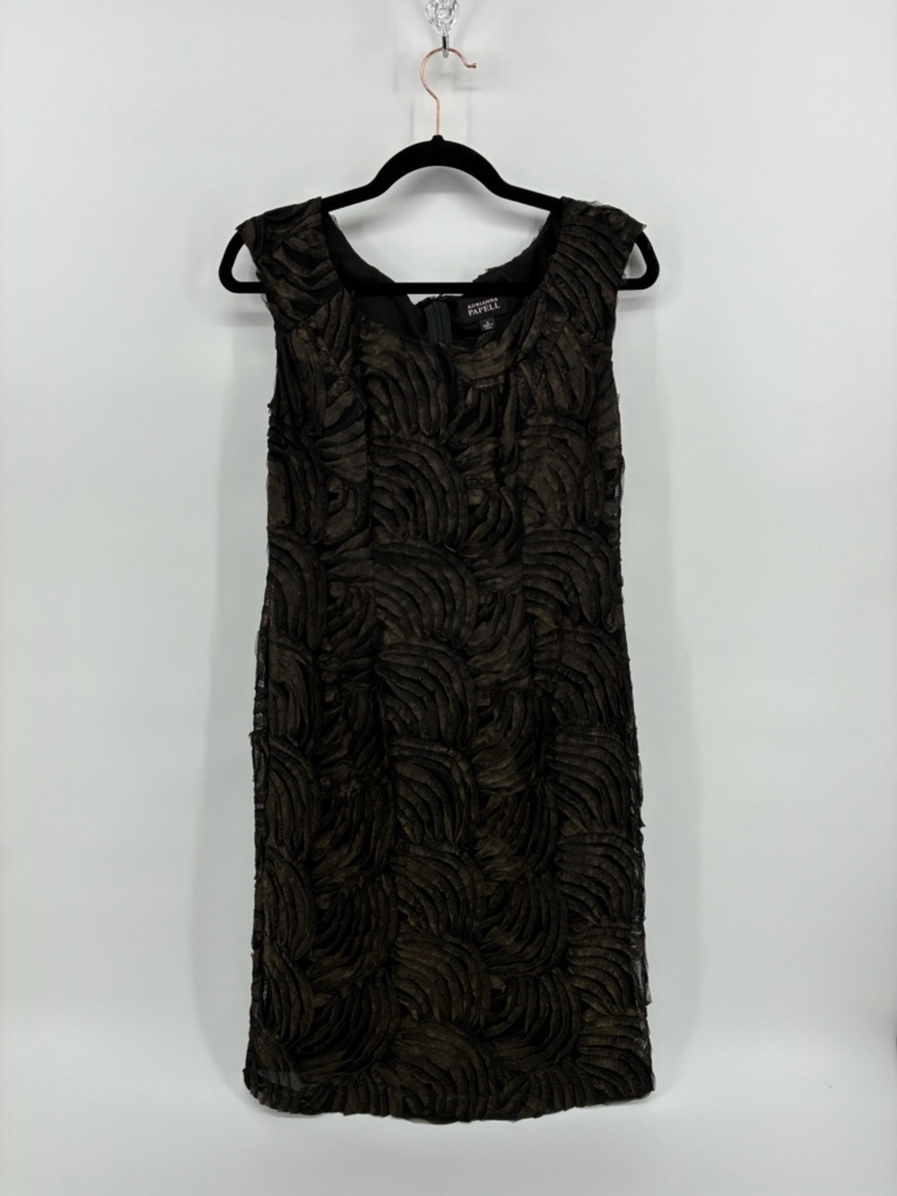 Adrianna Papell Black Textured Sleeveless Mini Dress